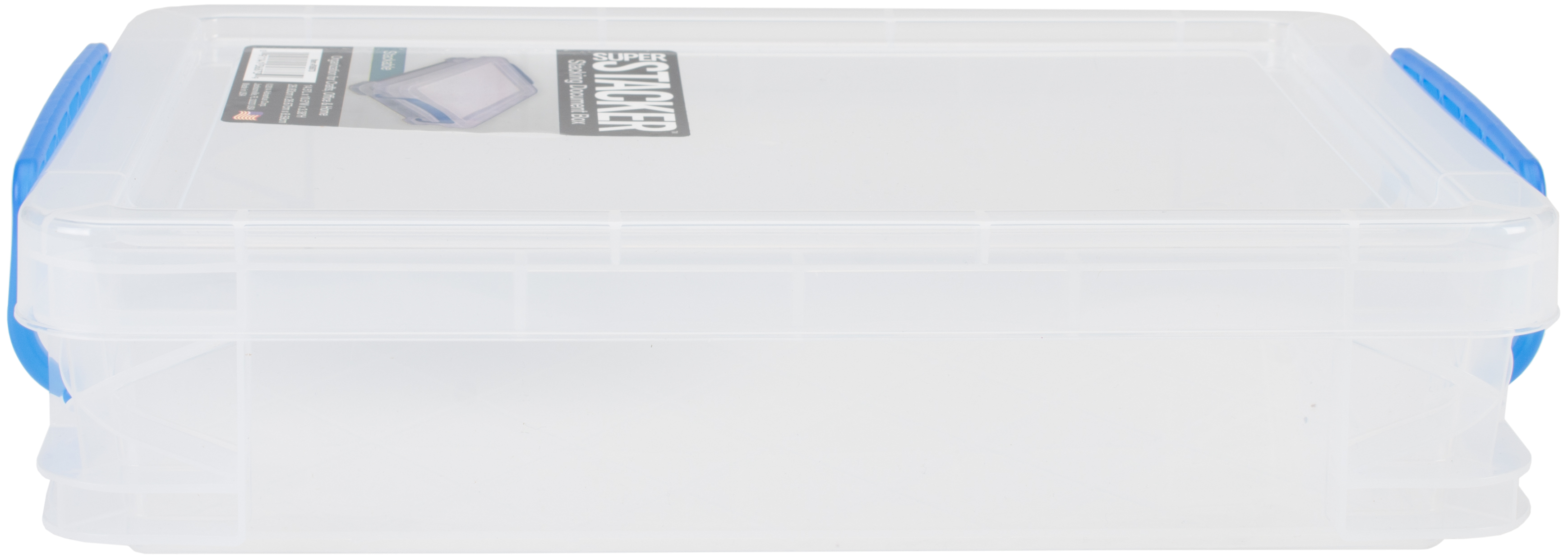 Storage Studios Super Stacker Doc Box-14.5'X10.5'X3.38' Clear/Blue Handles