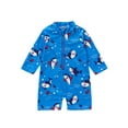 thumbnail image 2 of Baby Boys Rash Guard Swimsuit, Long Sleeve Stand Collar Cartoon Shark Print Swimwear, 2 of 9