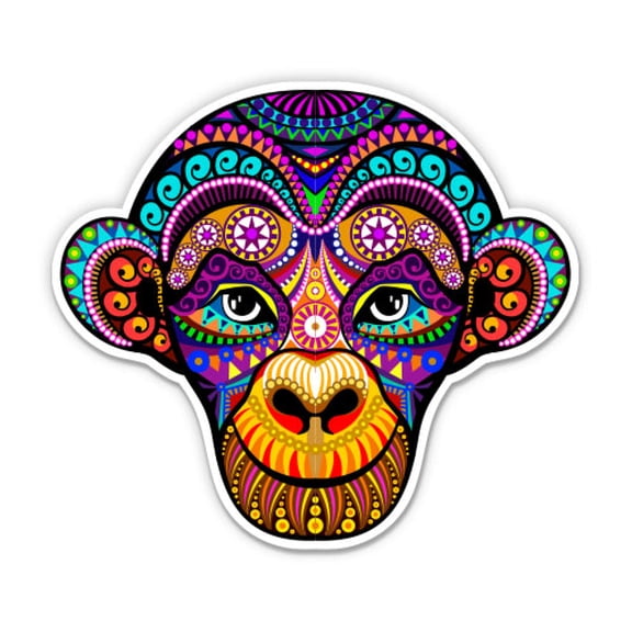 Monkey Colorful - 3" Vinyl Sticker - For Car Laptop Water Bottle Phone - Waterproof Decal