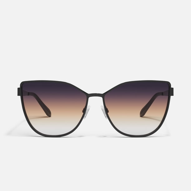 Quay Australiana en Persecución Cat Eye Sunglasses, Negro/amapola Del Anochecer