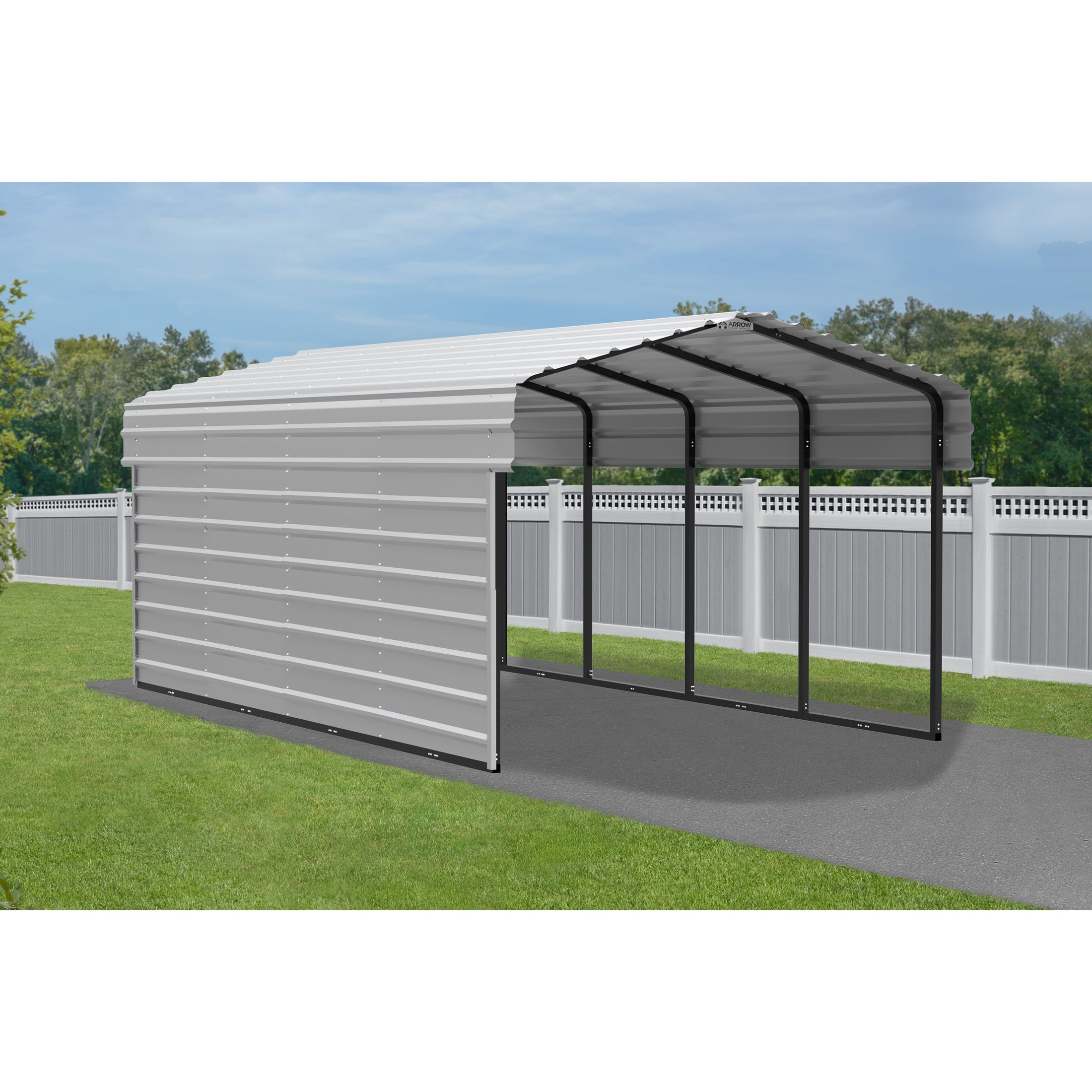 Arrow 10 x 20 x 7 ft Eggshell Carport With 1 Side Wall Kit