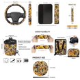 thumbnail image 7 of Yuyamidu Bee Car Seat Cover Full Set of 15 Sunflowers Steering Wheel Cover Seat Belt Covers Trash Can Air Vent Organizer Box Rear View Mirror Cover Coasters Key Chain Car Interior Accessories, 7 of 7