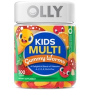 OLLY Kids Multivitamin Gummy Worm Supplement, Vitamins A, C, D, E, Bs & Zinc, Sour Fruit Punch, 100 Ct