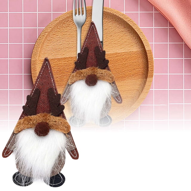 Festive Christmas Santa Snowman Silverware Holders Utensil Pockets Napkin Rings For Holiday Dinner Party Table Setting