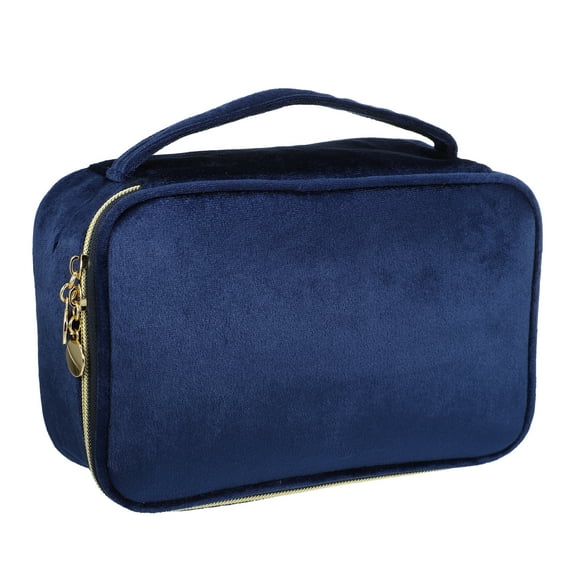Unique Bargains Velvet Makeup Bag Multifunctional Cosmetic Bag for Women Suitable for Lipstick Eye Shadow Dark Blue