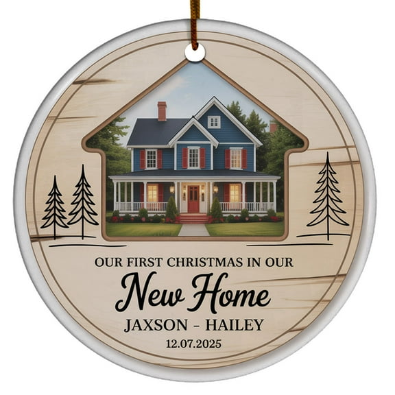 Add Picture New House Ceramic Christmas Ornament 2025, Our 1st Christmas in New Home Ceramic Ornament
