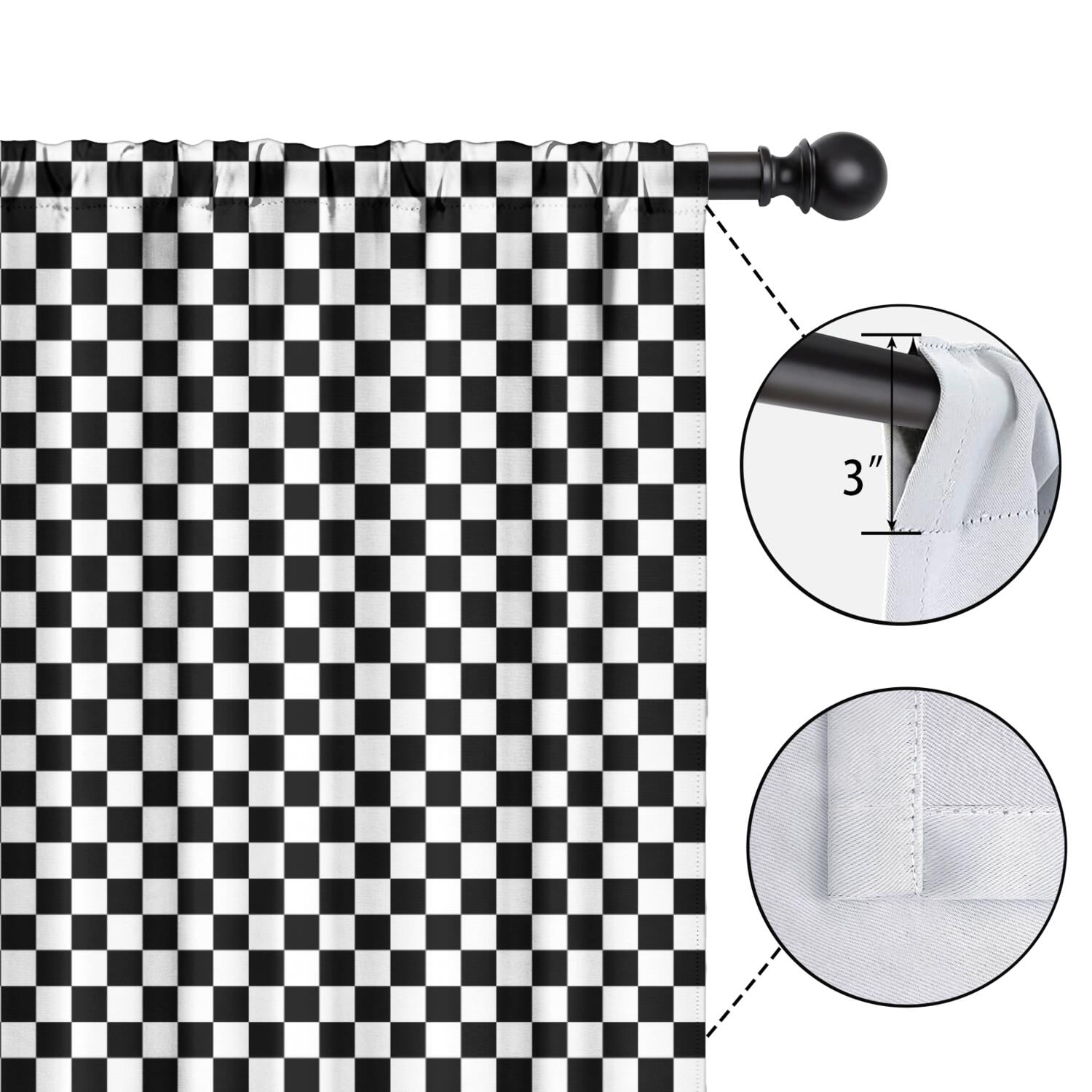 Blackout Kids Curtains,Black and White Checkered Childrens Insulated Curtains Set Of 2,Bedroom Essentials,Toddler Room Decor 42"x54"(106x137cm)