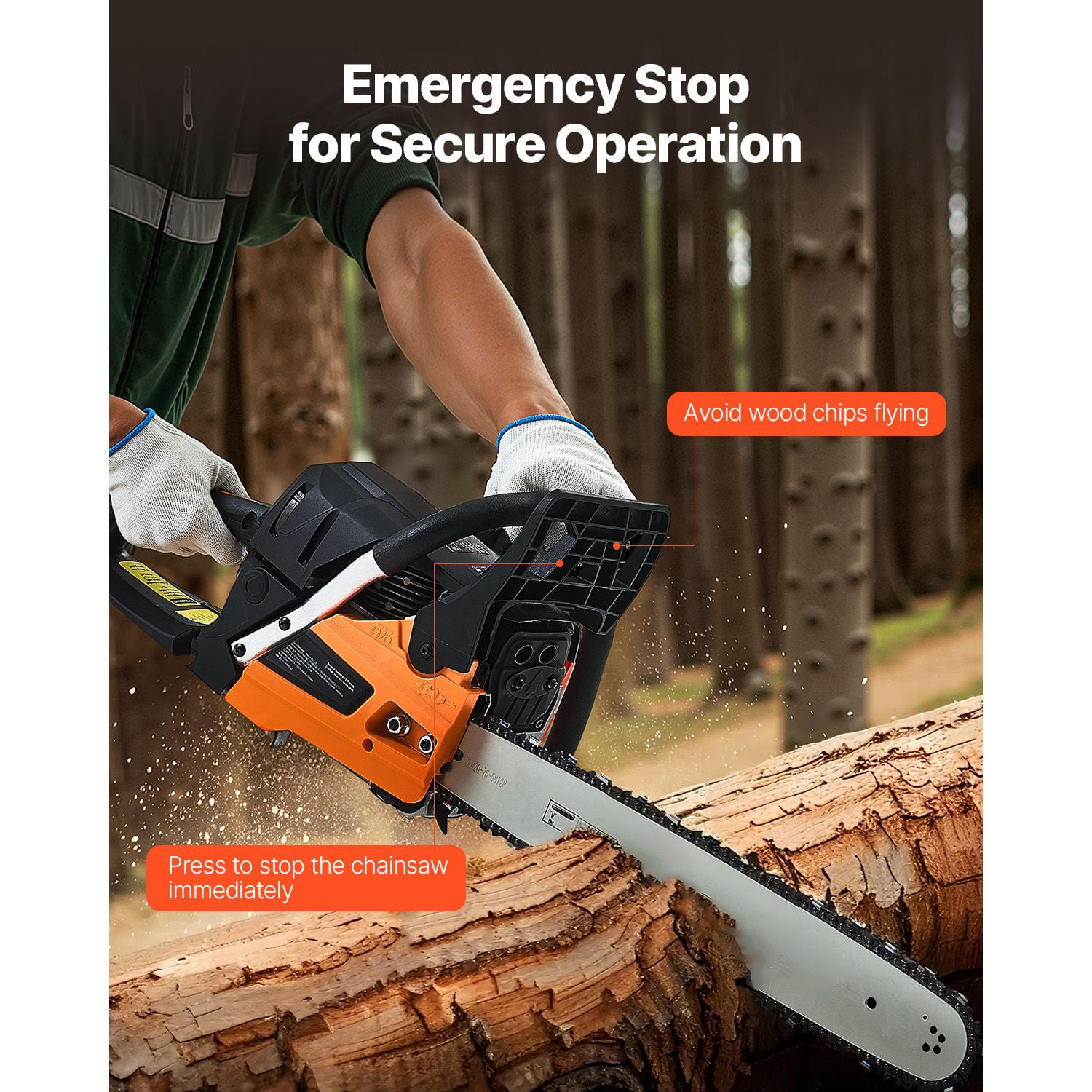62 cc Gas Chainsaw, 20 inch Gas Powered Chainsaw, 3.8 HP Power Chain Saw with Non-Slip Handle, Gas-Powered Chainsaws with Dual Fuel Tanks, For Wood Cutting, Tree Trimming, and Land Clearing