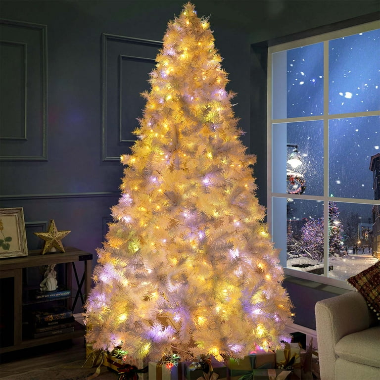 Lookfly Pre-Lit Artificial Christmas Tree,6ft White Christmas Tree