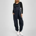thumbnail image 2 of CAIXIA Fleece Overalls Women 2043 Warm Winter Casual Loose Jumpsuits Sherpa Bib Overalls Fuzzy Ski Pants with Pockets,Navy, 2 of 7