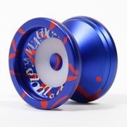 MAGICYOYO Locus V6S Yo-Yo - Aluminum Responsive / Unresponsive Fingerspin YoYo (Dark Blue with Red Splash)