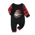 thumbnail image 2 of Mifsaly Christmas Family Pajamas Matching Sets 2025 Xmas Santa Print Raglan Long Sleeve Sleepwear Merry Bright Crewneck Patchwork Nightwear Plaid Long Pants with Pockets Festival Party Funny Outfits, 2 of 4