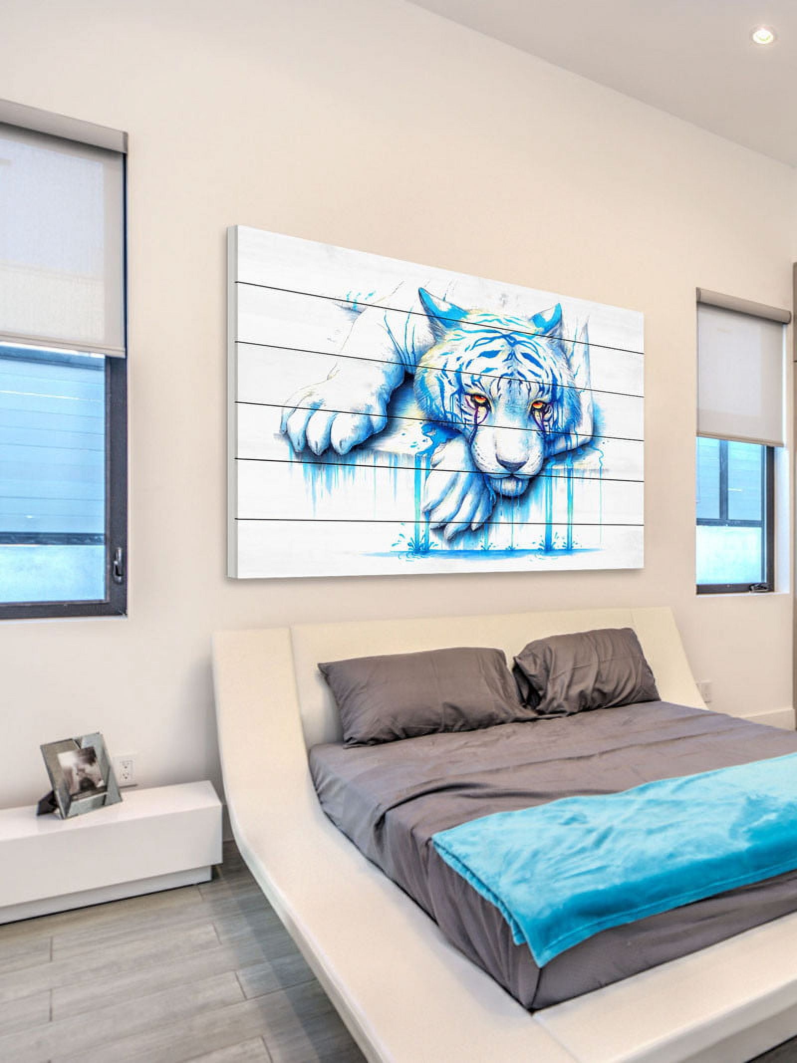 Marmont Hill "Blue Tears" Painting Print on White Wood