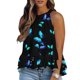 thumbnail image 3 of Gibobby Camiseta con cuello halter para mujer, camiseta sin mangas con estampado Floral a la , blusa informal con cola de volantes, túnica fluida de verano(Azul,CH), 3 of 4