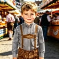 thumbnail image 2 of Tisuna Boys Long Sleeve Shirts Kids Stand Collar Button Down Plaid Tops Comfortable Festival Casual Wear Shirts For Toddler And Tweens 4-13 Years, 2 of 5
