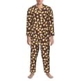 thumbnail image 3 of Honeii Cute Small Farm Birds Pattern Mens Pajamas Set,2pcs Men's Lounge Long Sleeve Sleep Shirt and Pajama Bottoms Sleepwear Set,Mens Pjs Sets-Large, 3 of 7