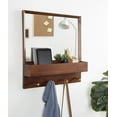 thumbnail image 5 of Kate and Laurel Hinter Mid-Century Framed Wall Mirror with Pocket Shelf, 24 x 24, Walnut Brown, Organizing Mail Holder and Wall Hooks, 5 of 7