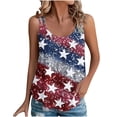 thumbnail image 2 of SOOMLON Red White and Blue Womens Workout Tank Tops Eyelet Spaghetti Strap Distressed Patriotic Shirts Crew Neck Usa Flag Tops Sleeveless Novelty T-Shirt Funny Tee Blouse Resort Wear, 2 of 7