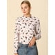 thumbnail image 2 of Blusa De Trabajo De Manga Larga Con Cuello Alto Top Floral Para Mujer Rosa S Unique Bargains Blusa, 2 of 6