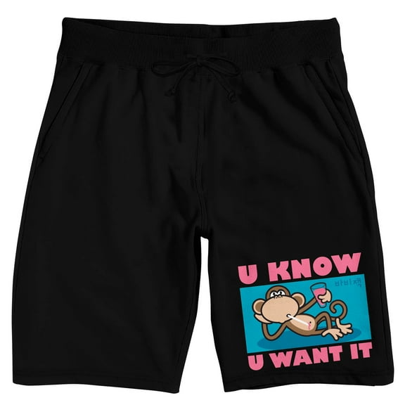Bobby Jack U Know U Want It Men's Black Sleep Pajama Shorts-Medium