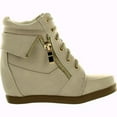 thumbnail image 4 of Lucky Top Peter-30K Girls Kids Fashion Leatherette Lace-Up High Top Wedge Sneaker Bootie BEIGE 11, 4 of 4