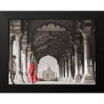 thumbnail image 2 of Pangea Images 18x15 Black Modern Framed Museum Art Print Titled - Woman in traditional Sari walking towards Taj Mahal, 2 of 5