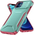 thumbnail image 5 of For iPhone 12/12 PRO Ultimate U Design Hybrid with Camera Window Covering - Teal+Pink, 5 of 5