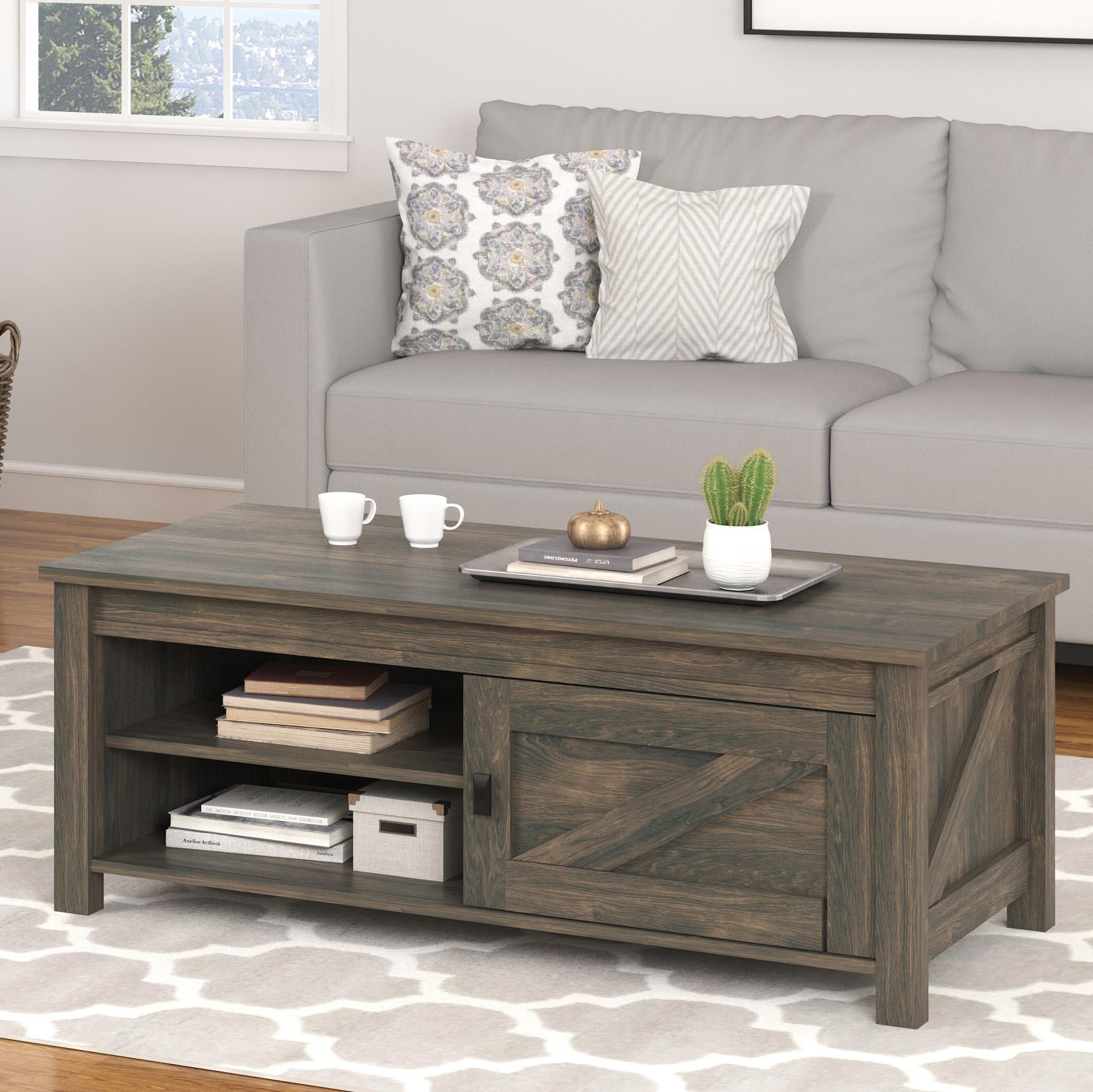 Ameriwood Home Farmington Coffee Table, Weathered Oak - Walmart.com ...