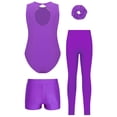 thumbnail image 4 of Hansber Gymnastics Leotard for Girls with Shorts Athletic Leggings Dance Unitard Sleeveless Figure Skating Training Suit Purple 12, 4 of 7