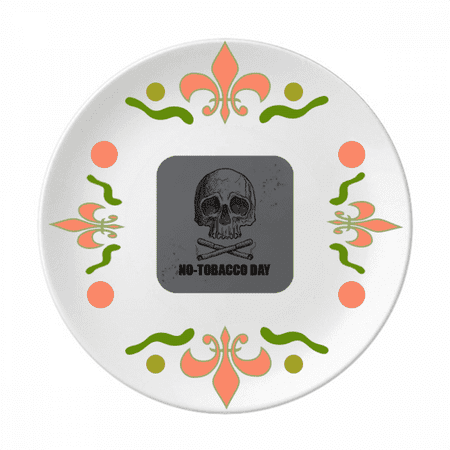 

Logo Burning Cigarette Under l No Tobaccco Day Flower Ceramics Plate Tableware Dinner Dish