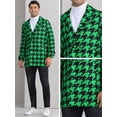 thumbnail image 4 of DARING DIVA Men's Winter Houndstooth Pattern Double Breasted Trench Coat 2XL Green, 4 of 6