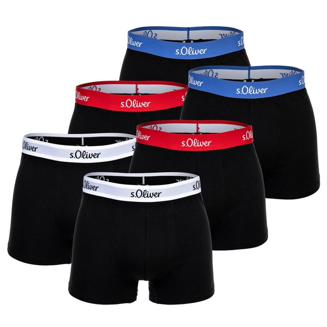 s.Oliver Calzoncillos para hombre, paquete de 6 - Boxer Briefs, Algodón Stretch Negro Contrast XL