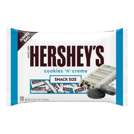 Hersheys Cookies N Creme Snack Size Candy Bars, 17.1 oz, Jumbo Bag