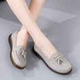 thumbnail image 3 of Womens Casual Leather Loafers Fashion Tassel Comfortable Walking Driving Shoes Moc Toe Non Slip Work Shoes, 3 of 8