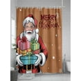 thumbnail image 5 of Red Santa Christmas Shower Curtain Set, Waterproof Shower Curtains for Bathroom, Xmas Gifts Snowflake Winter Washable Fabric Cloth Bath Curtain for Bathtub Decoration with Hooks 72x78 Inches, 5 of 6