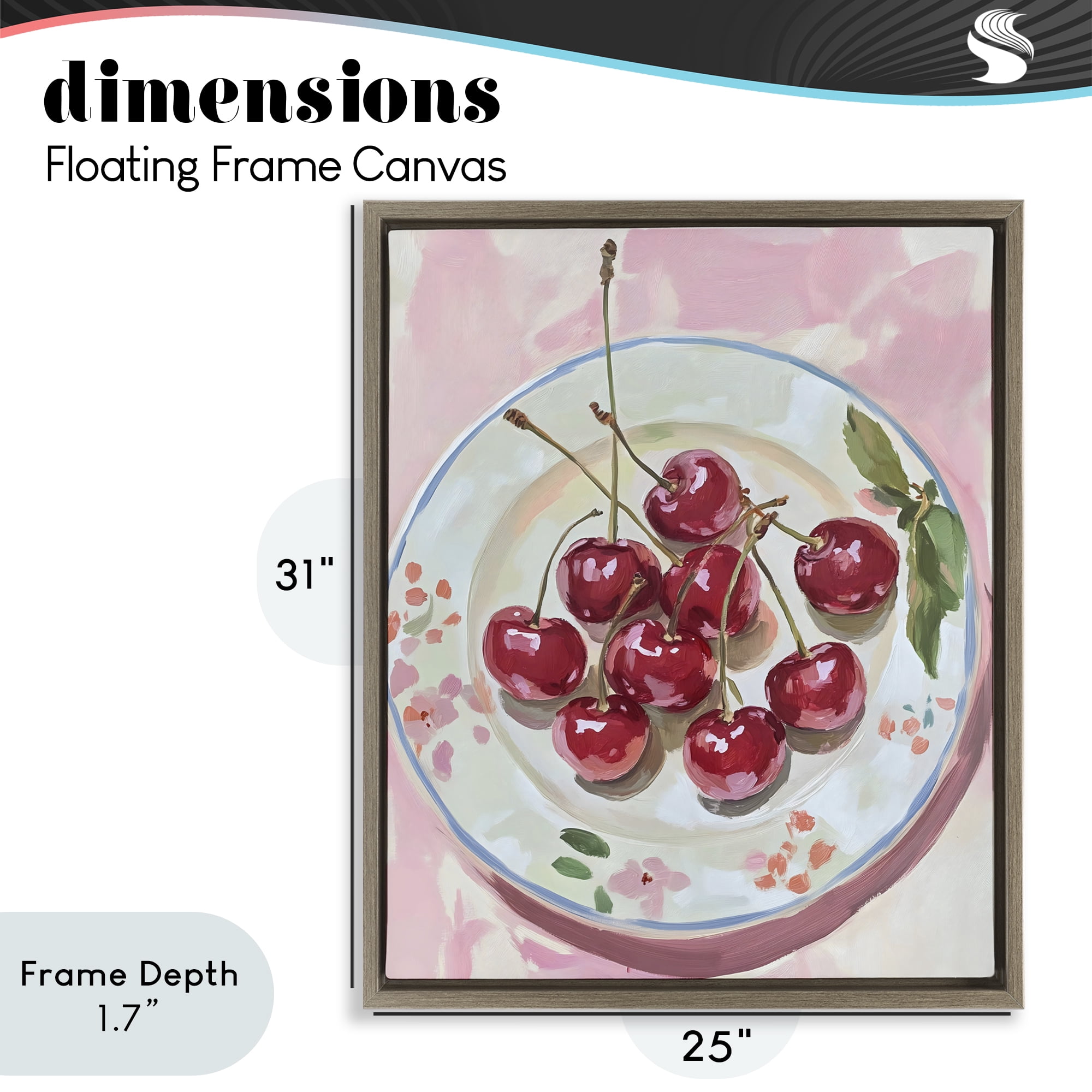 Stupell Industries Plate of Summer Cherries Brown Framed Floater Canvas Wall Art, design by The Prints Vibe