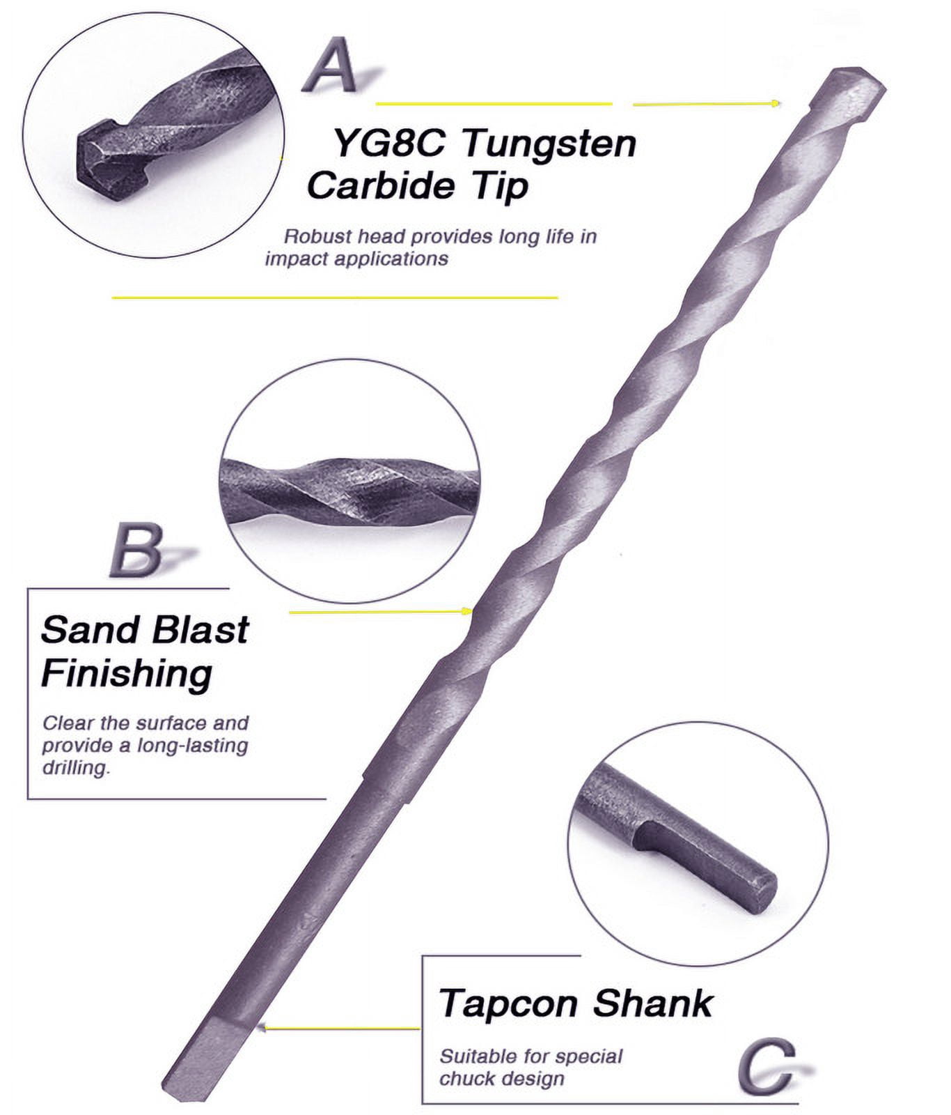 Masonry Drill Bit Set 30Pcs 3/16 in.x 4-1/2 in. Carbide Tip Flat Shank Drill Concrete Stone Bricks