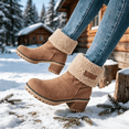 thumbnail image 7 of Bnwani Womens Boots,Winter Boots,Non-slip,Warm,Block,Round Toe,Brown,36(US:5.5), 7 of 7