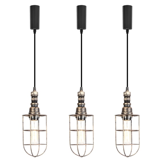 Kiven H-Type Track Lighting, 3-Light Industrial Halo Track Pendant Light, Steampunk Style Track Light Pedant Adjustable Length for Bedroom Kitchen Island Shop Home,Copper Finish