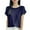 Navy, variant on Wyobmus Womens Tops Stripe Texture Short Sleeve Lightweight Shirts Spring Fashion Trendy Tops Crewneck Casual Knit Tees Olive Green
