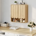 thumbnail image 4 of Wirrytor Fluted Wooden Medicine Cabinet Storage, Natural Bathroom Wall Cabinet with 2 Doors Adjustable Shelf and Towels Bar, Hanging Bathroom Shelf, 4 of 9