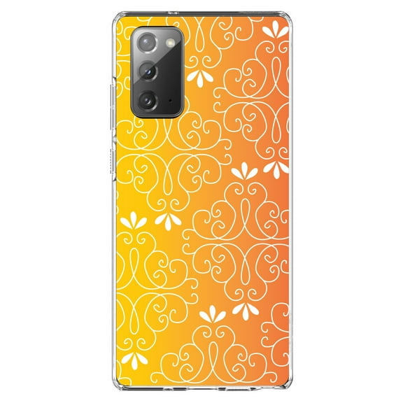 DistinctInk Clear Shockproof Hybrid Case for Samsung Galaxy Note 20 (6.7" Screen) - TPU Bumper, Acrylic Back, Tempered Glass Screen Protector - Yellow Orange Red Gradient