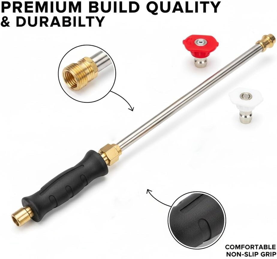 2026 New Jet Hose Nozzle High Pressure for Garden Hose – High Pressure Hose Nozzle with 2 Spray Tips, Flexible Water Spray Wand for Car Wash, Window, Gutter, Fits Standard 3/4” Garden Hose (Gray)   P