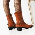 thumbnail image 4 of Autumn And Winter Color Matching Pointed Toe TThick Heel Ladies Short Boots, 4 of 9