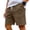 Brown #007, variant on Men's Waffle Knit Casual Shorts Drawstring Elastic Waist Shorts with Side Pockets, L