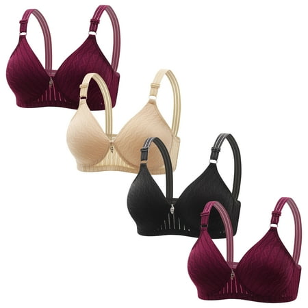 Lisbinx Nursing Bras 4PC Woman s Embroidered Glossy Comfortable Breathable Bra Underwear No Rims Limited Time Deals of the Day