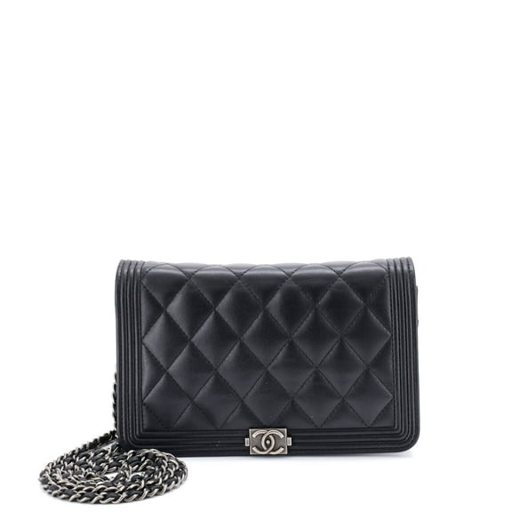Pre-Owned Boy Wallet on Chain Quilted Lambskin By Rebag