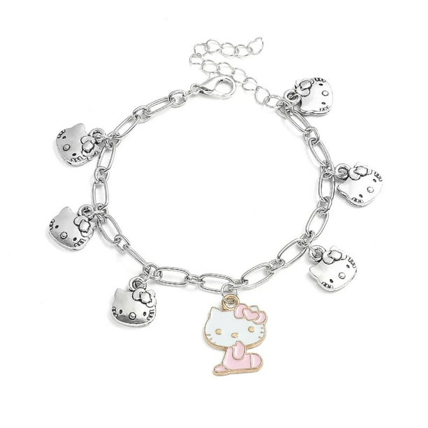 Sanrio-Accesorios de pulsera Kawaii Hello Kitty, dijes de Metal de dibujos animados, joyería Linda Y2k, regalos dulces para niñas