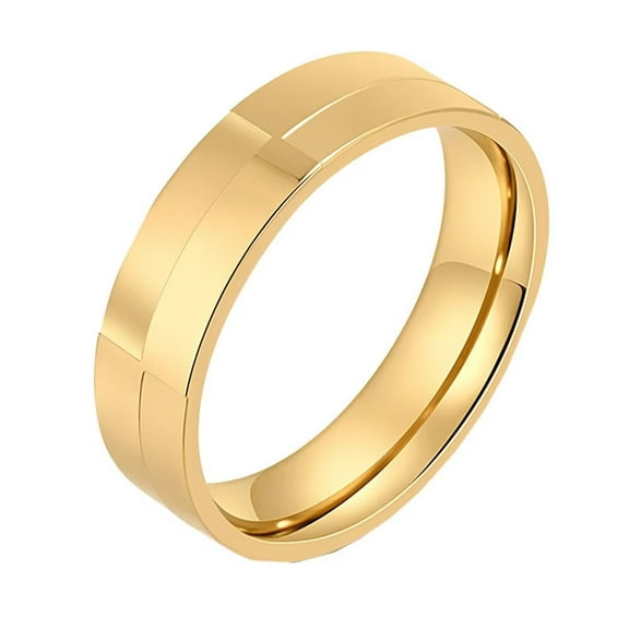 PAMTIER Men's Stainless Steel 6MM Personalized Creative Simple Wedding Band Ring Gold Size 6