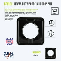Range Kleen P400 Style I Heavy Duty Black Porcelain Gas Stove Square Drip Pan, 7.75 inches, Single pack